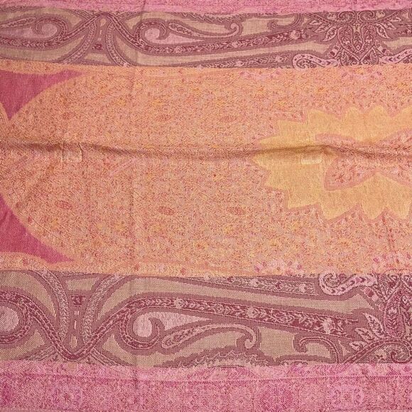 CollectionEighteen Pink and Orange Paisley Colorblock Scarf - Picture 2 of 6